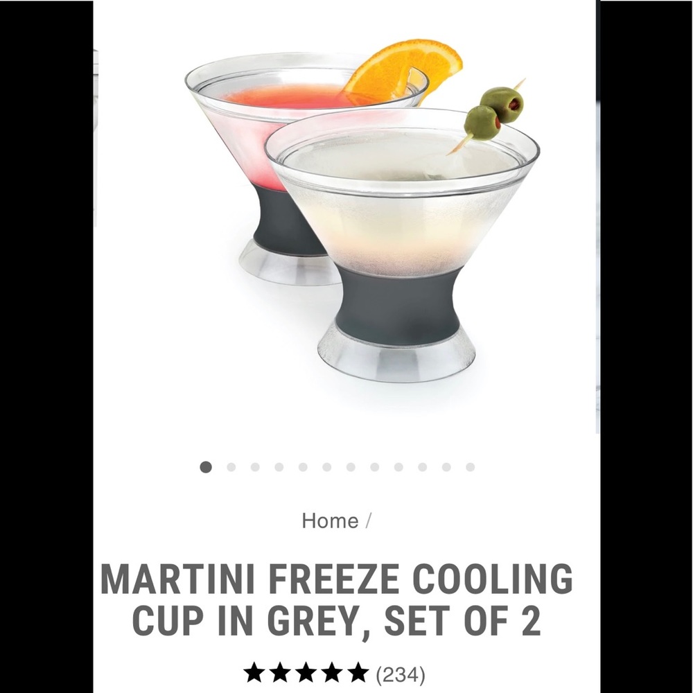 New! Martini Freeze Cooling Cups, Glasses NEW IN BOX. Clear with grey grip..HOST - Picture 6 of 16